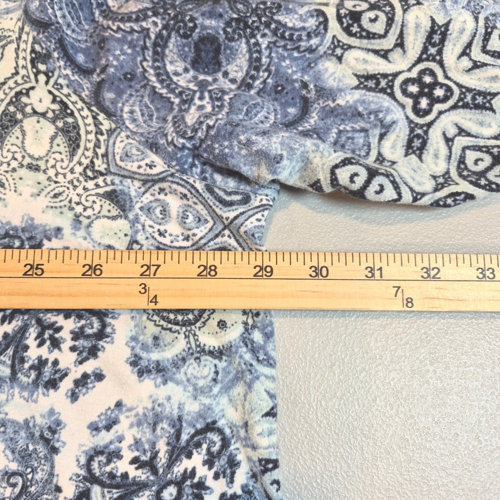 Catherines 3X Blue Medallion Paisley Print Top Plus Sz 26/28W Boho Peasant Knit - Picture 10 of 11